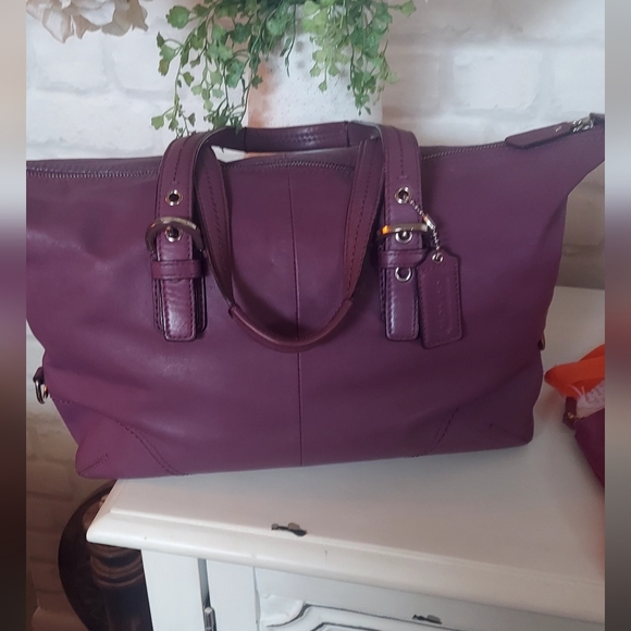 COACH Purple Leather Women's Bag 17x10x4 - Picture 1 of 6